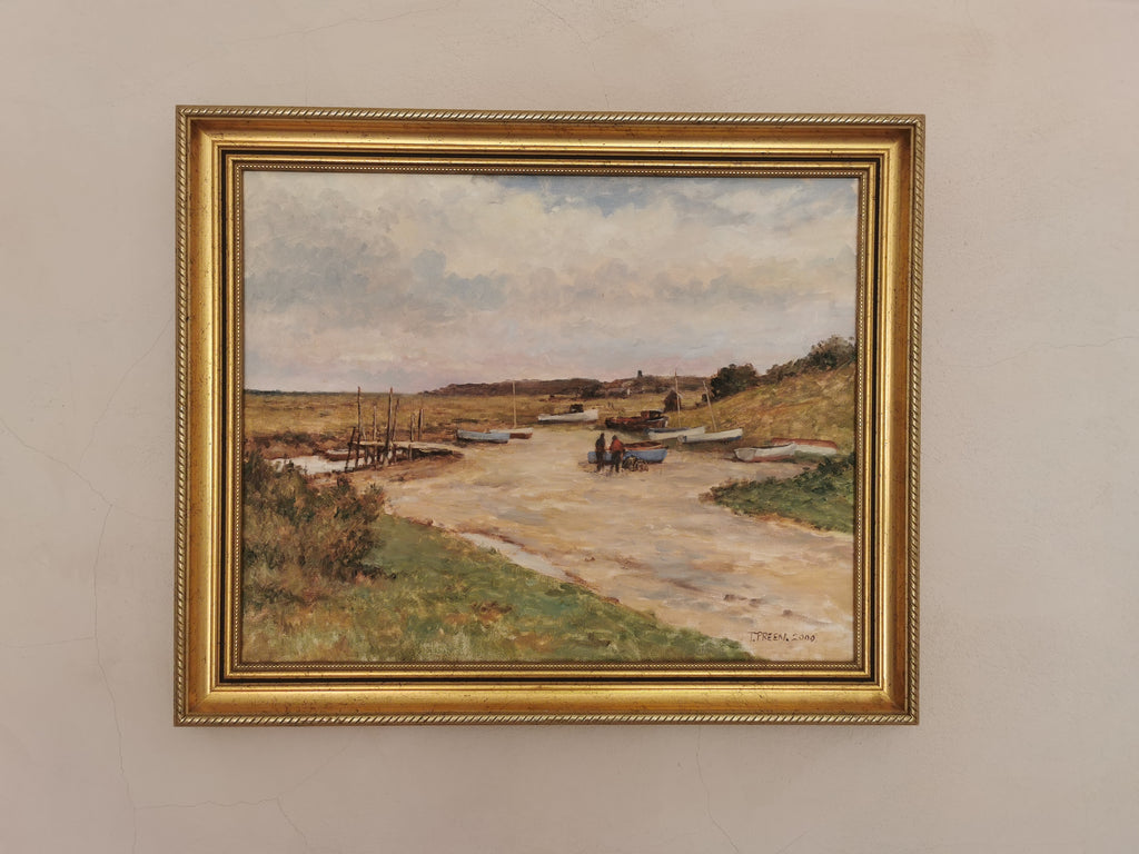 Original Oil on Board Morston Quay 2000 by Terry Preen-oil painting North Norfolk coast